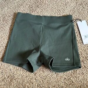 Dark cactus ALO yoga shorts.
